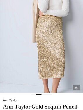 new ANN TAYLOR sequin pencil beaded sequin midi skirt 6 8